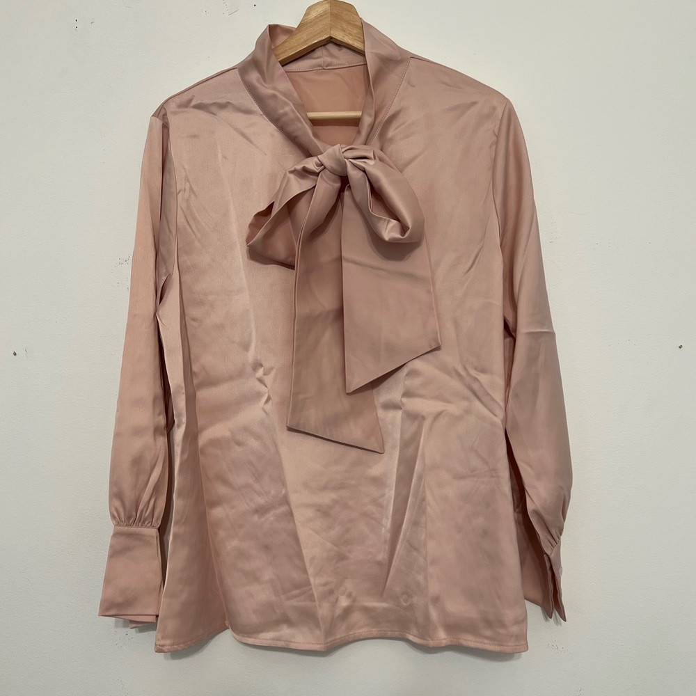 SHEIN - Silky tie neck blouse